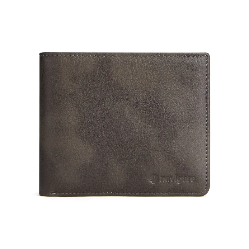 NAVIGARE Top Grain Cow Leather Wallet Card Holder Money Clip Regular Men's Black/Coffee-0