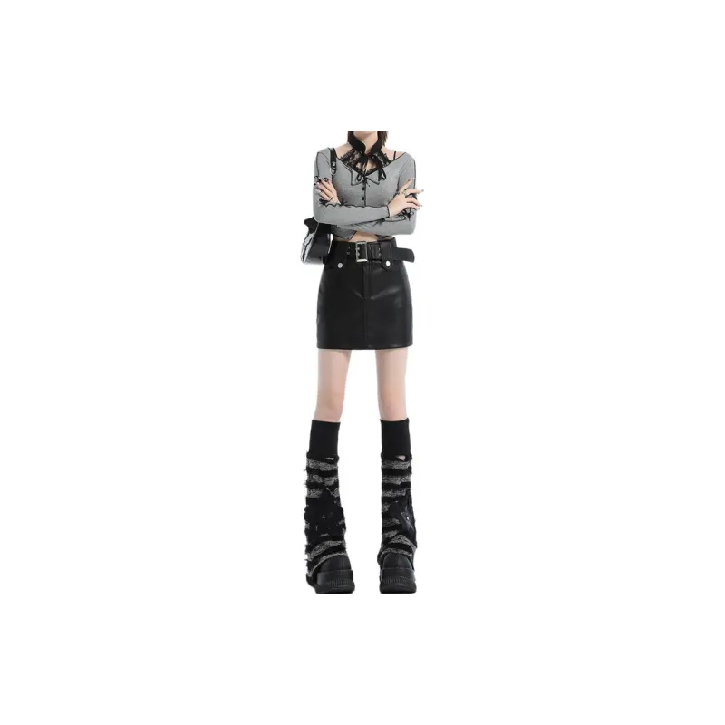 Concubine Zhu Leather Short Skirts Women's-5