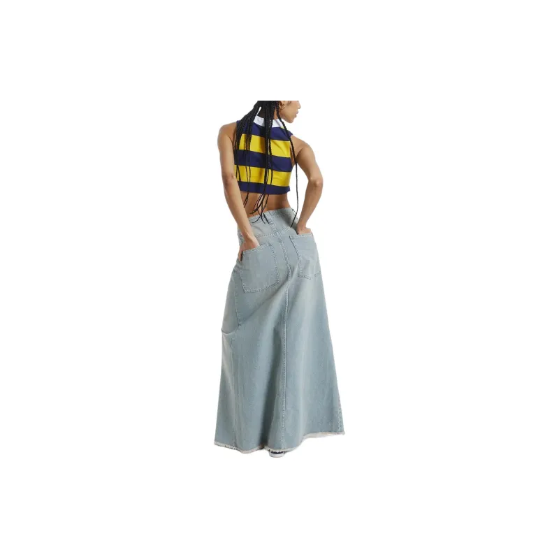 Jaded London Hotline Collection Denim Long Skirts Women's Light Blue-2