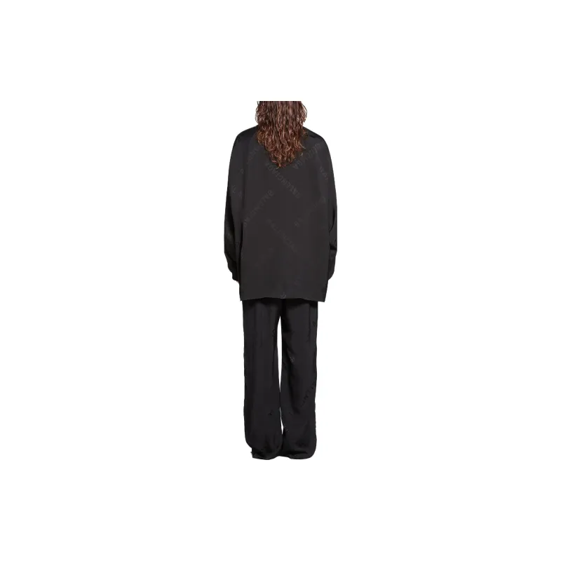 Balenciaga Diagonal Allover Fluid Tracksuit Jacket In Jackets Coats Loose Fit Style Women's Black-3