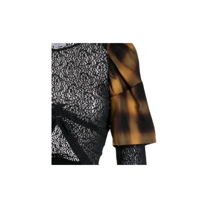Collina Strade Lace embellished Check print Top-6