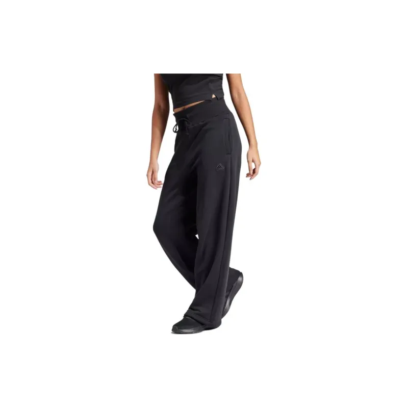 Adidas Lounge French Terry Straight Leg Pants Casual Pants Women's Black-1