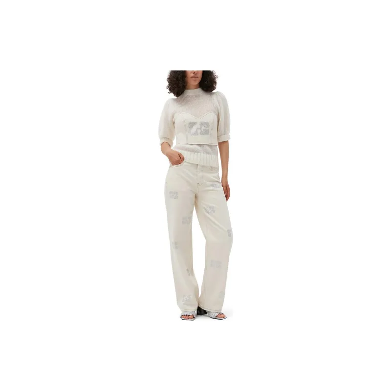 GANNI Sparkle Izey Jeans 'Vanilla Ice'-3