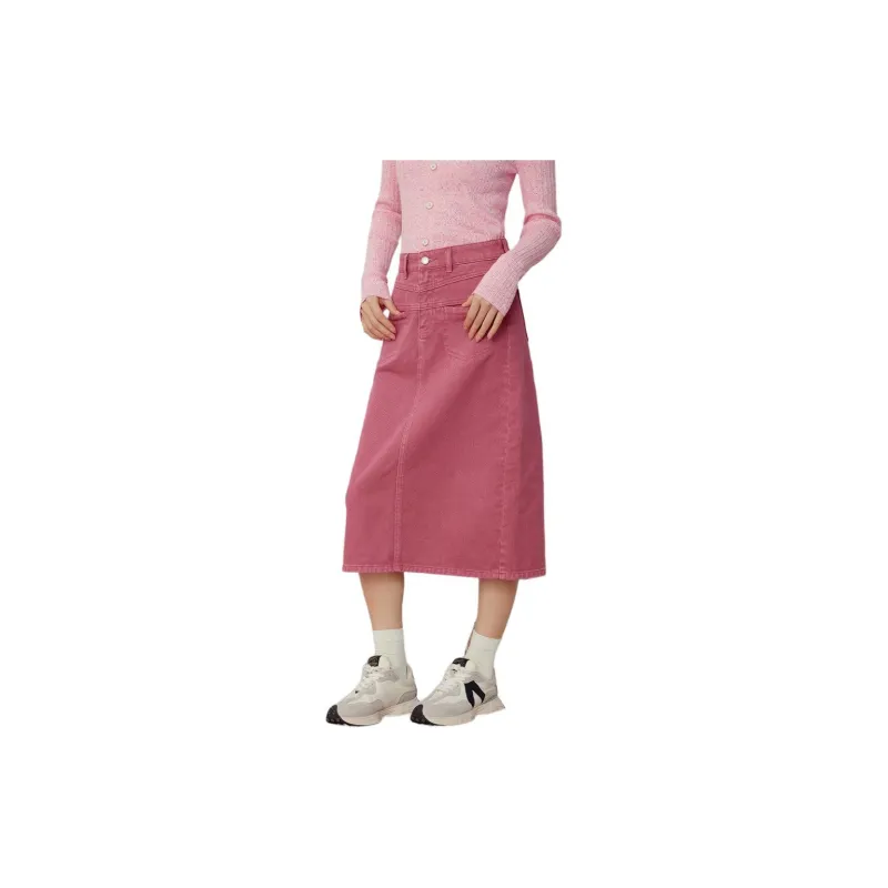 EICHITOO Denim Long Skirts Women's Rose Red-3