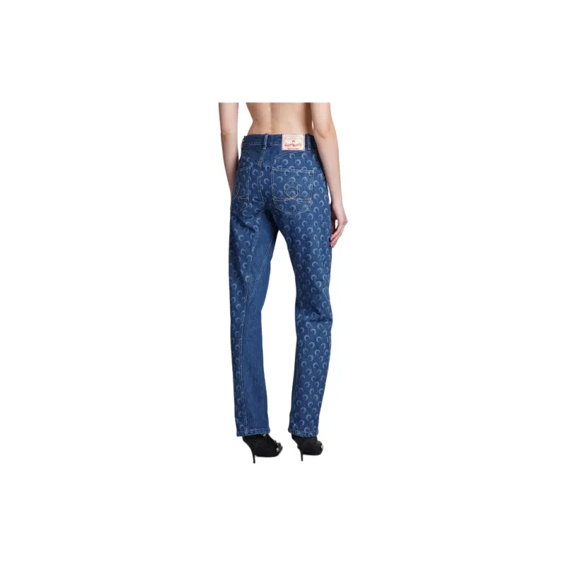 Marine Serre Moon Printed Straight-Leg Jeans-2