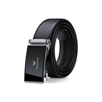 WilliamPOLO Cow Leather Leather Belts Men's Gunmetal Width 3.5CM