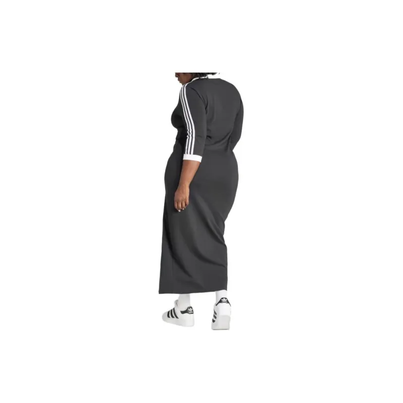 Adidas Originals Adicolor Classics 3 Stripes V Neck Maxi Dress Plus Size-3