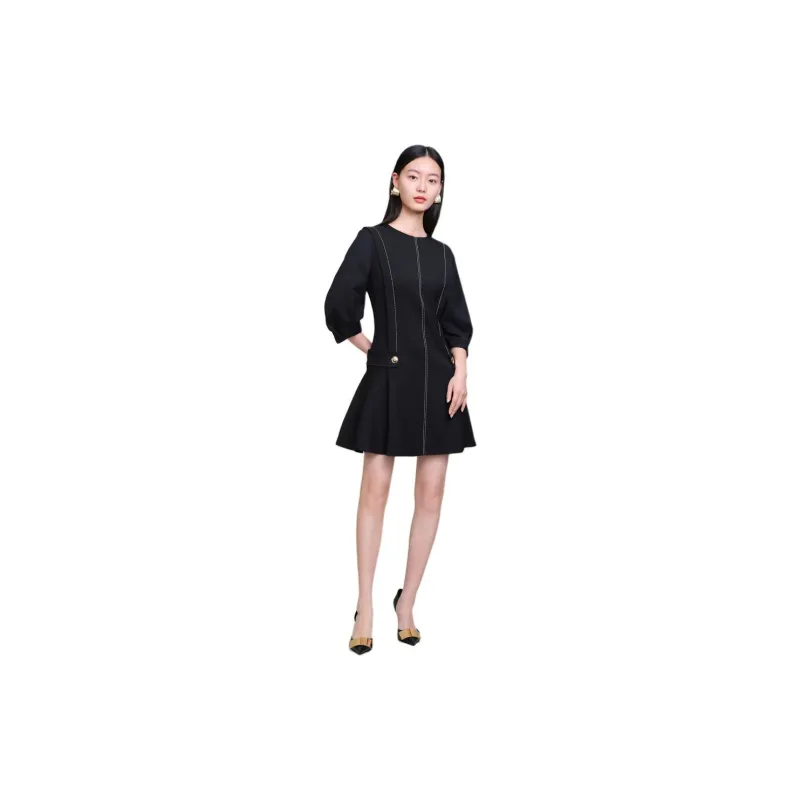 JZ. ANNAKRO Long Sleeved Dress Women's Floral Black-1