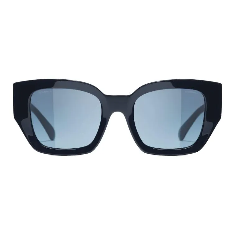 CHANEL Acetate Square Sunglasses Unisex Blue-1