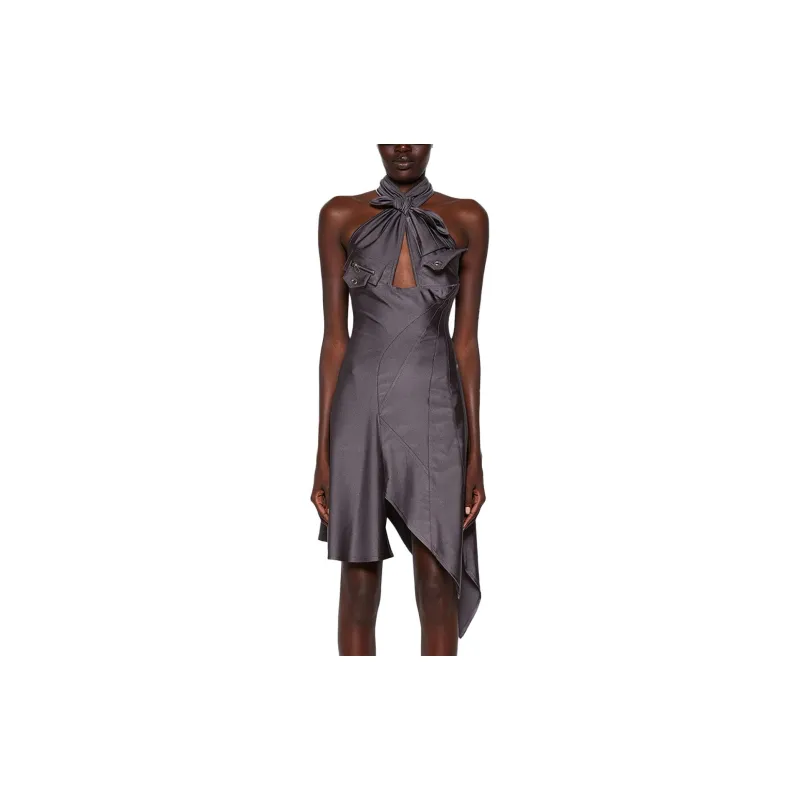 COPERNI Racing Halterneck Mini Dress 'Taupe Grey'-1