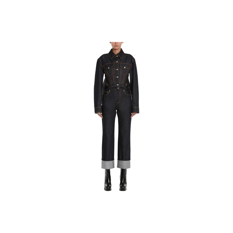 Alexander McQueen Denim Jackets Women's Blue-1