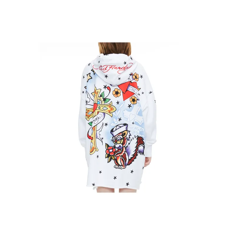 Ed Hardy Long Sleeved Dresses Women's White-3