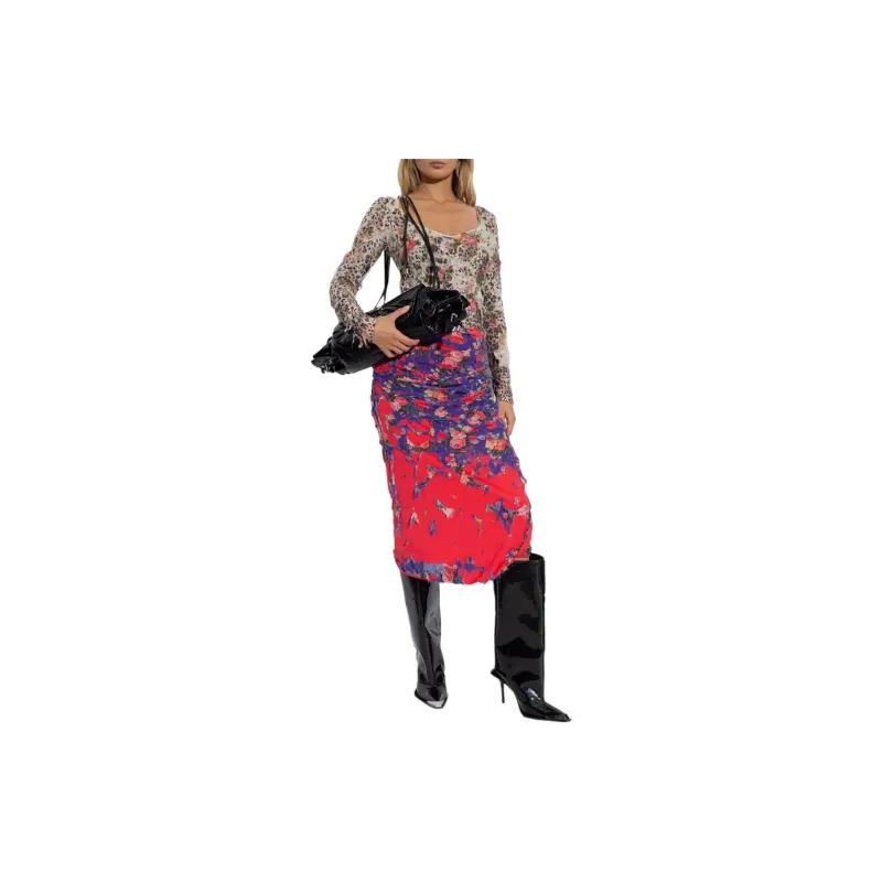 DIESEL Allover Floral Printed Midi Skirt-1