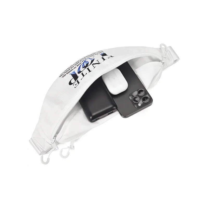 FINITE LOOP Recycled Material Sling Bag, Shoulder Bag, Crossbody Bag, Fanny Pack Regular Unisex White-3
