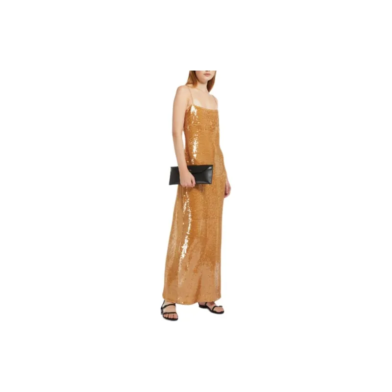 MaxMara Arancio Collection Sequinned Sheath Dress Slip Dresses Women's Hazelnut Brown-3