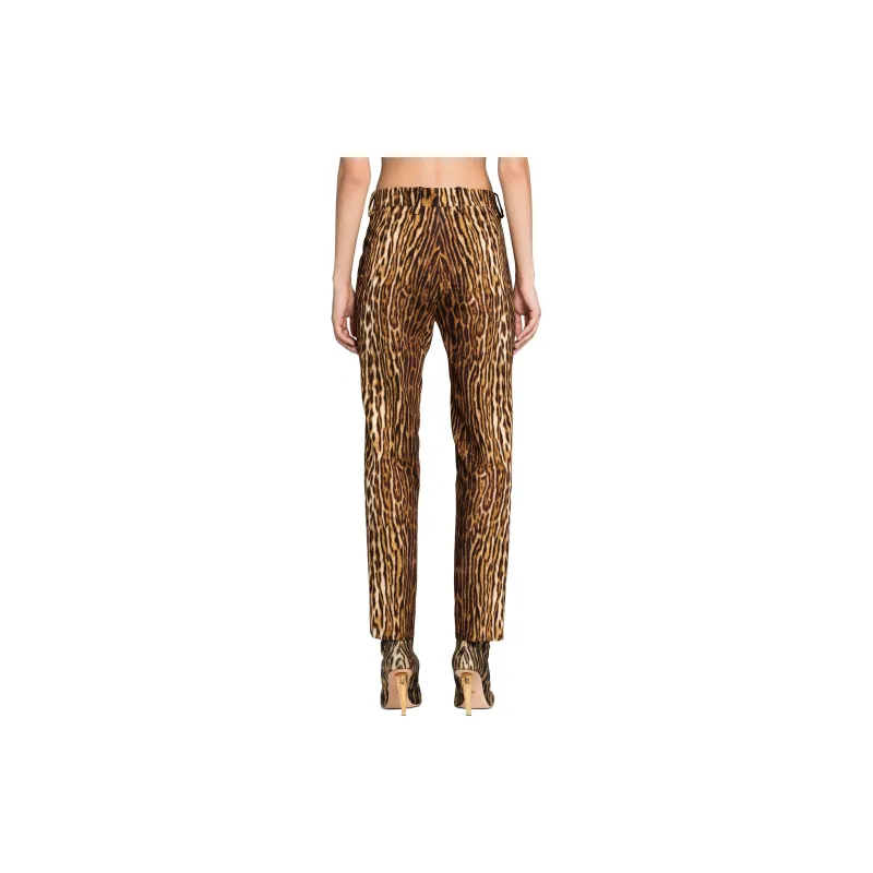 Roberto Cavalli Casual Pants Women's Brown Yellow-3