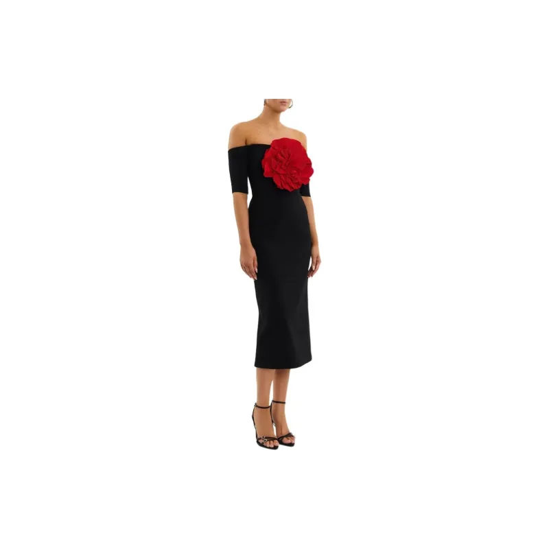Rebecca Vallance Rhosen Floral-appliqué Midi Dress-3