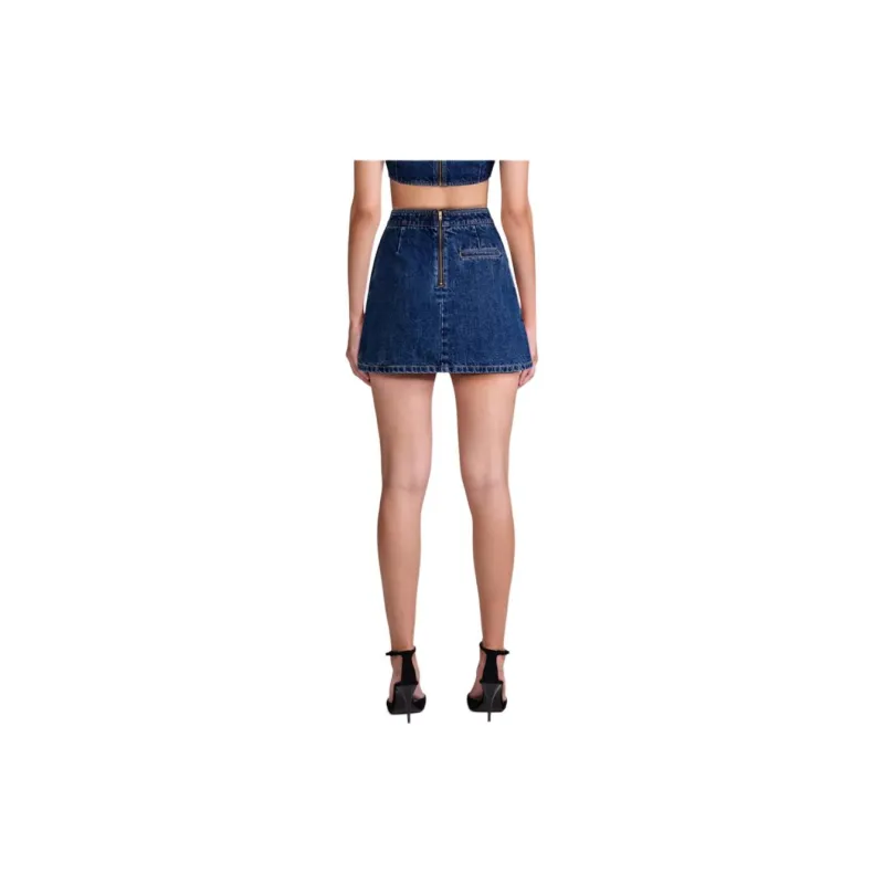 Self portrait Denim Short Skirts Women's Denim Blue-3