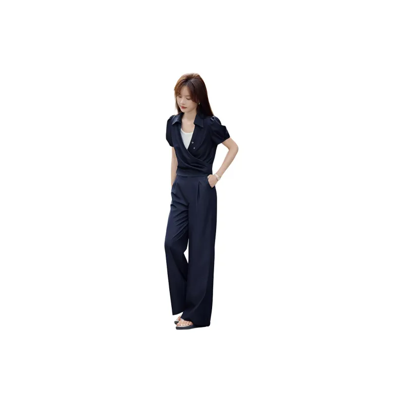 Mo Han Yi Mei Casual Suit Women's Denim Blue-2