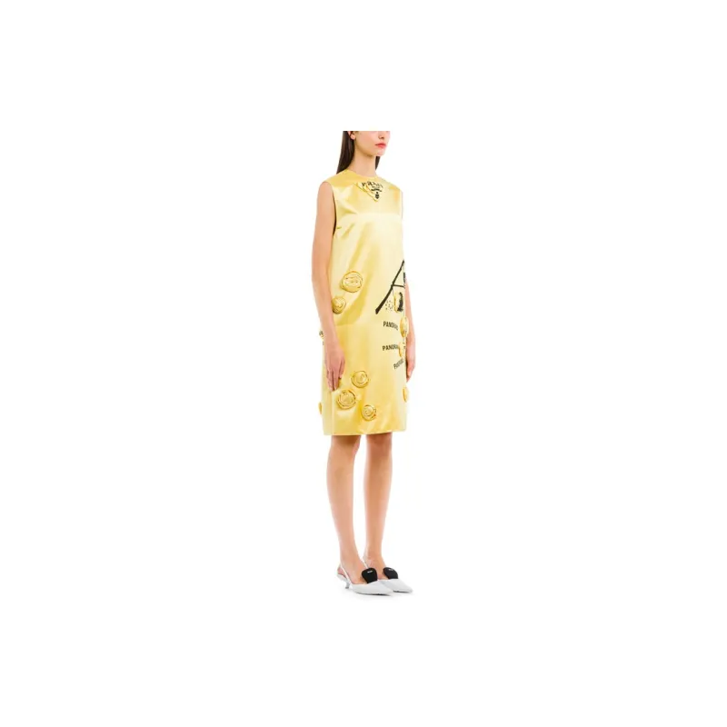 PRADA Sleeveless Dresses Women's Yellow-3