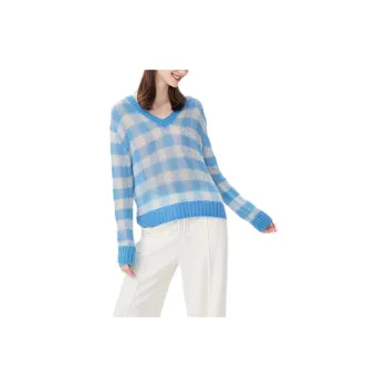 Hopeshow Sweater Women's Blue Plaid