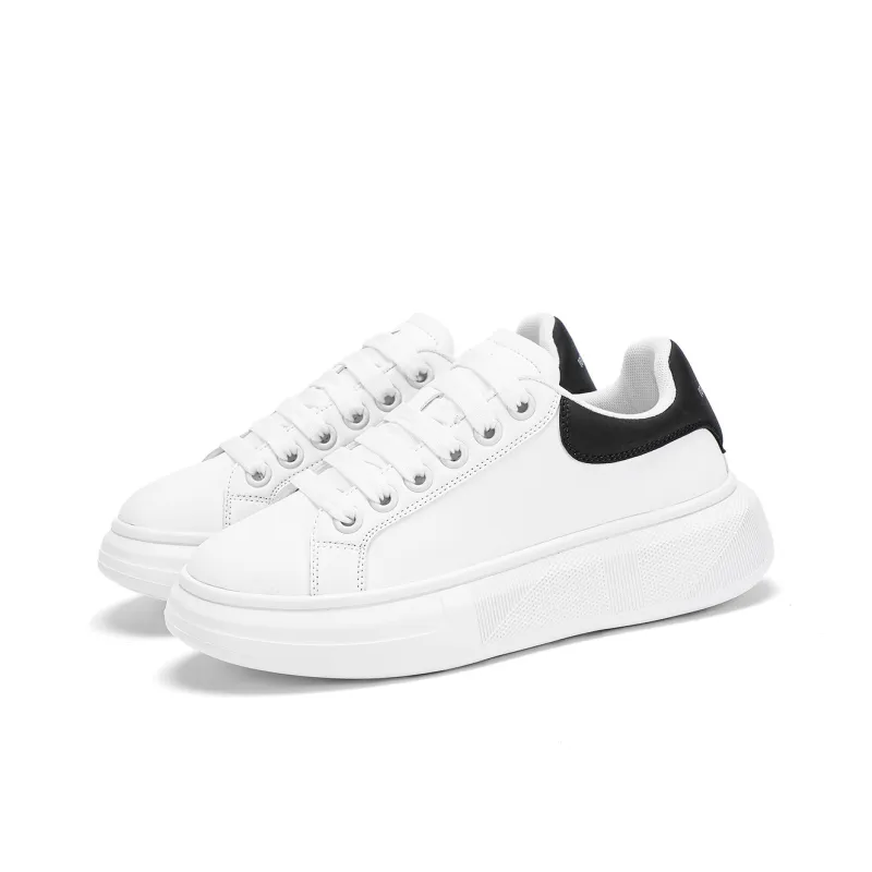 RED DRAGONFLY Small White Shoes Height Increasing Lightweight Low Top Casual Shoes Women's White Black White-2