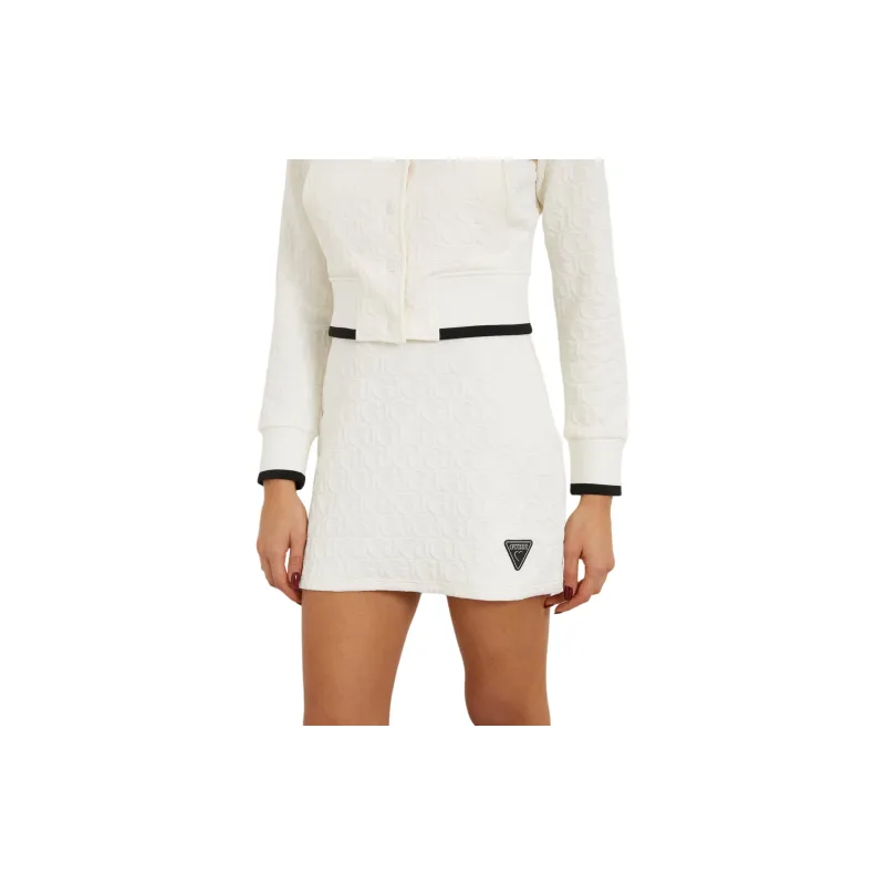 GUESS Embossed Gj Logo Mini Skirt Casual Short Skirts Women's White-2