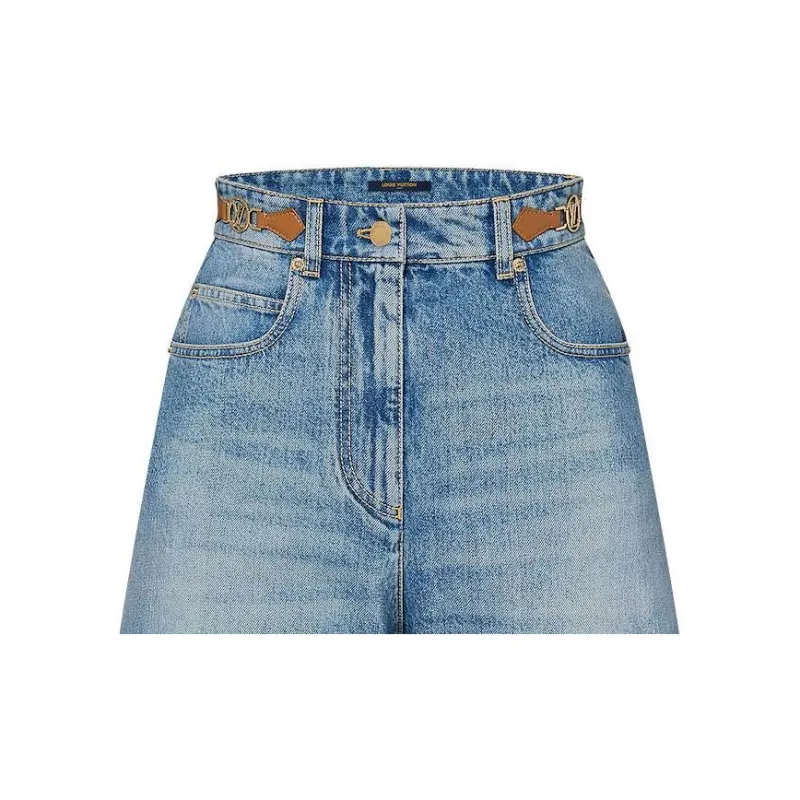 LOUIS VUITTON Lv Circle Tab Denim Mini Shorts-2