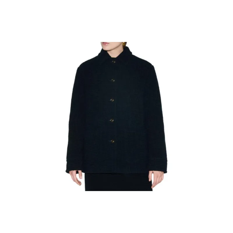 GUCCI Checked Boucle Wool Coat 'Night Sky'-4