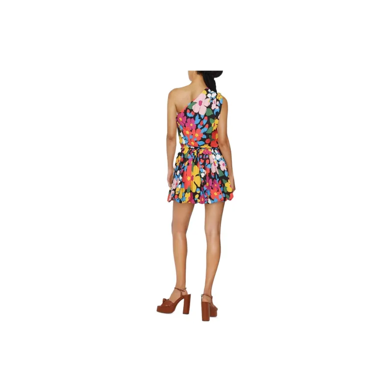 SAINT LAURENT Floral Printed One Shoulder Midi Dress-2