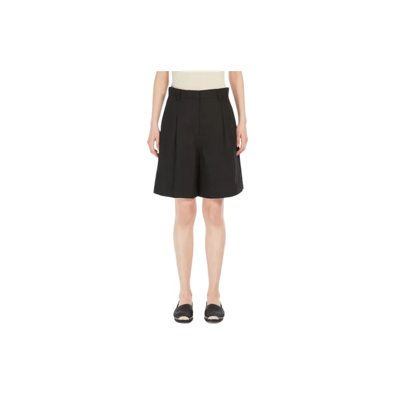 WEEKEND MaxMara Ecuba Collection Cotton And Linen Canvas Bermuda Shorts Casual Shorts Women's Black-2