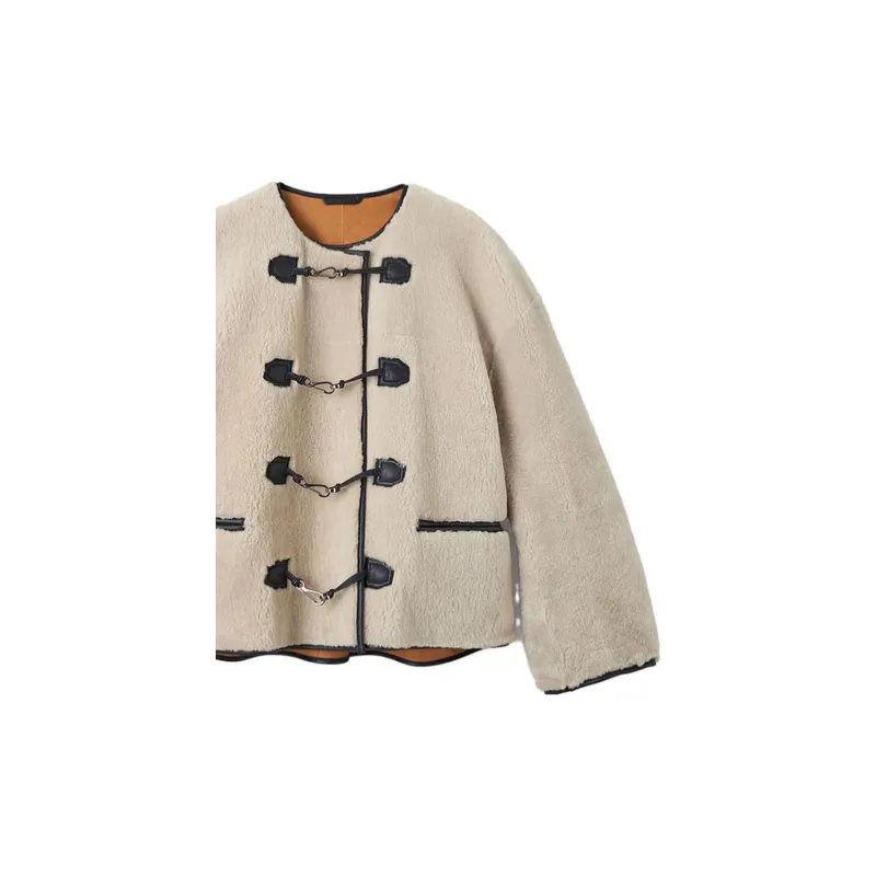 TOTEME Teddy Shearling Clasp Buttoned Coat-5