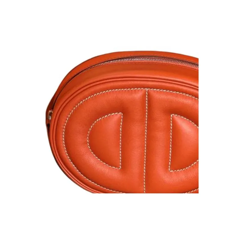 HERMES In The Loop Swift Leather Clutch Shoulder Bag Crossbody Bag Fanny Pack Women's R1 Terre Battue Red Clay-1