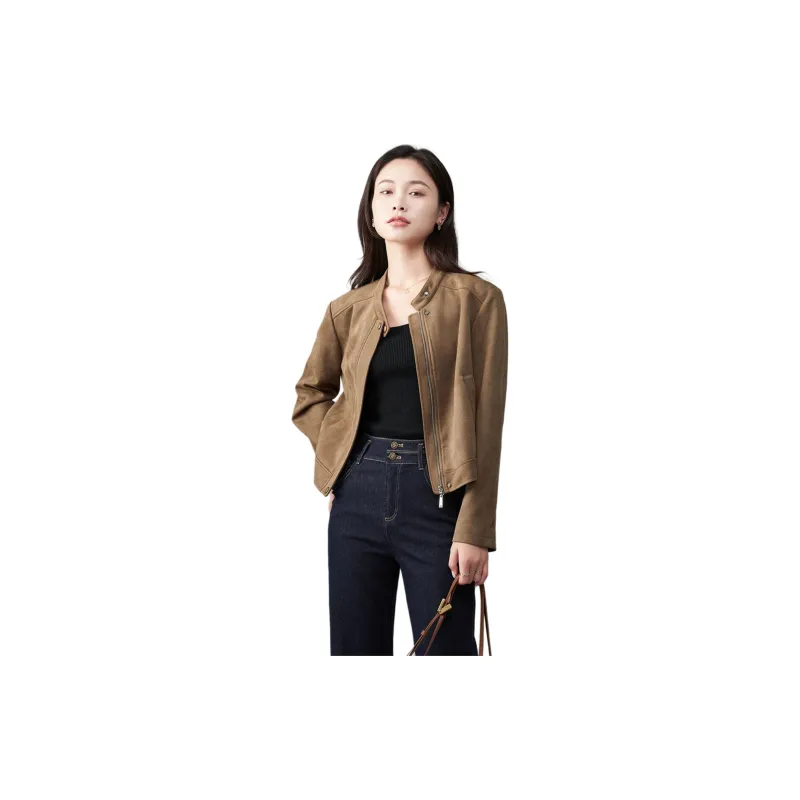 YALIDA Jackets Coats Women's Mocha Coffee-1