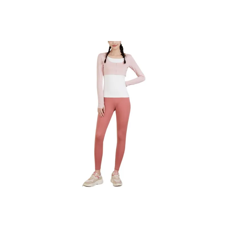 Sumday Athletics Mock Two Piece Long Sleeved T Shirt Women's Multicolor-1