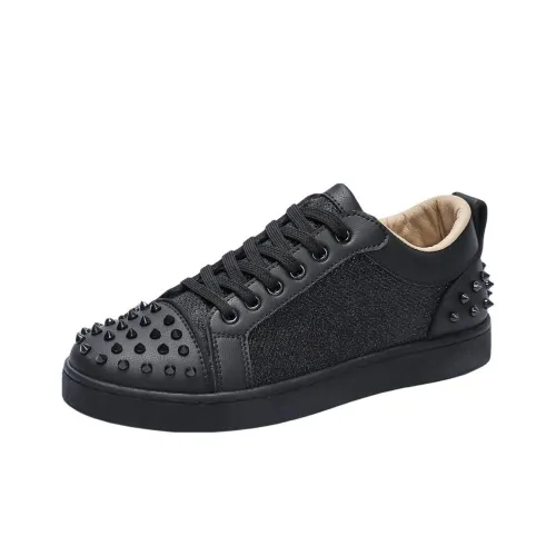 Wooden Rabbit Skateboard Shoes Men Low-Top Black