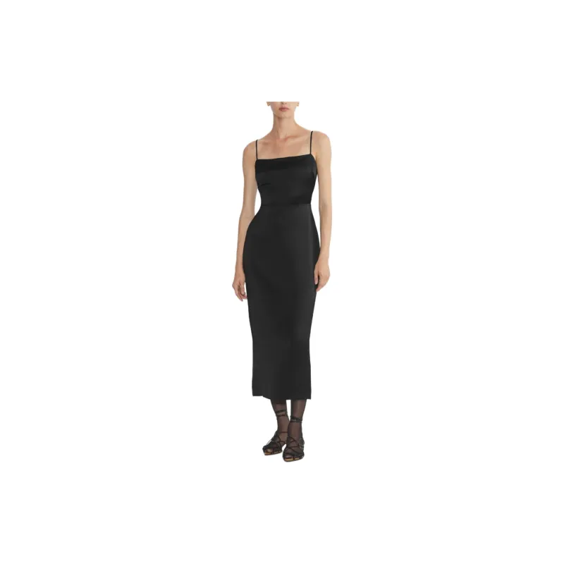 ARITZIA FW24 Wilfred Madelyn Satin Dress Slip Dresses Women's BLACK/Black-2