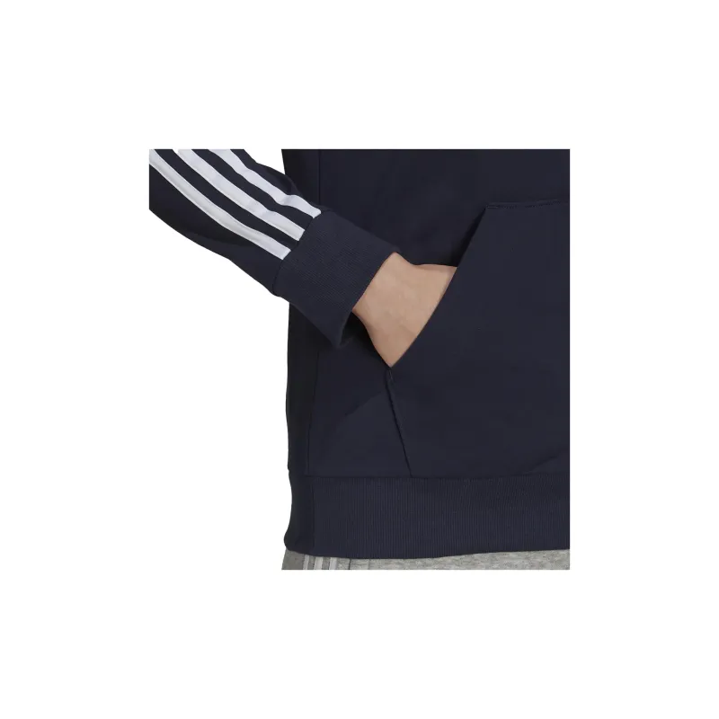 Adidas Essentials Single Jersey 3-Stripes Full-Zip Hoodie Jackets Coats Women's Blue-3