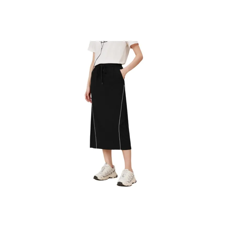 EICHITOO SS24 Casual Long Skirts Women's Black-2