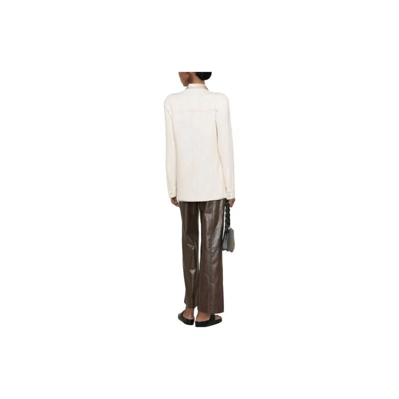 NANUSHKA Satin collar Long sleeved Shirt-2
