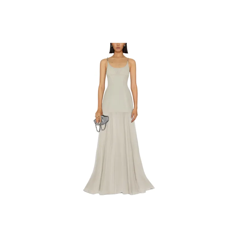 GIVENCHY Long Dress With 4G Claw Shoulder Straps Slip Dresses Women's Pearl Gray-1