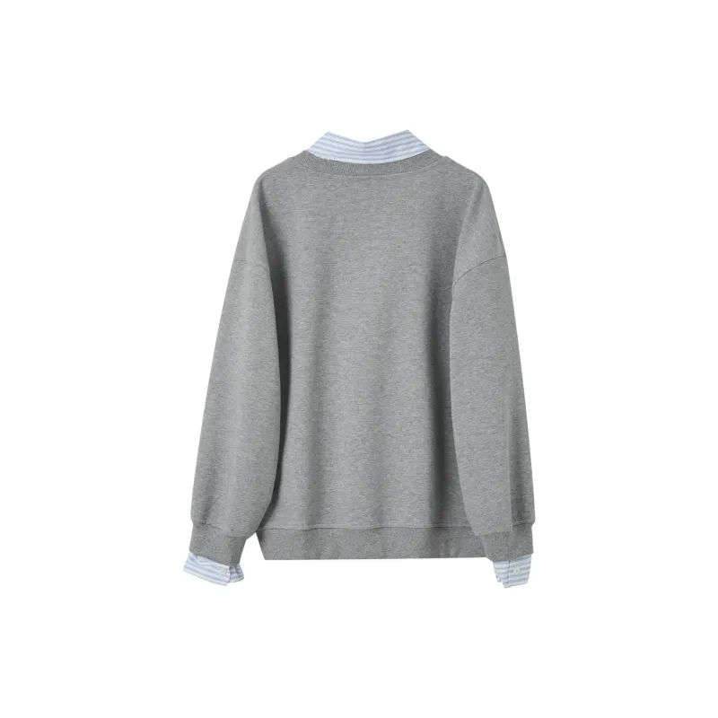 3COLOUR Sweatshirts Women's Stone Gray Stripes-1