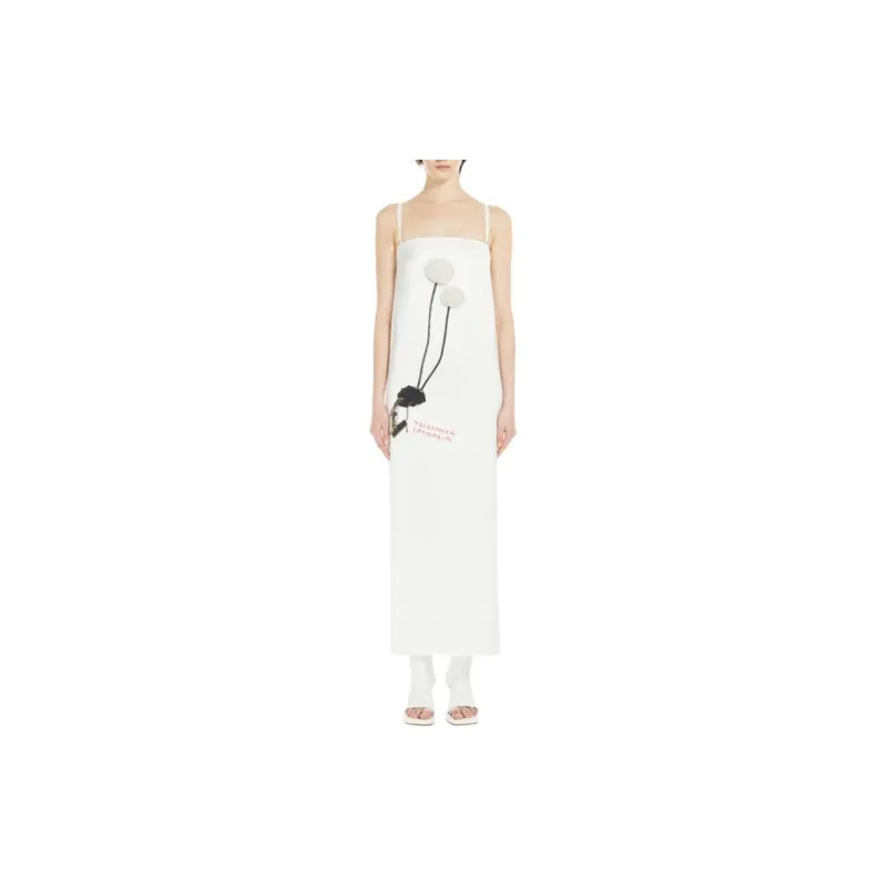 SportMa Embroidered Mermaid Dress Sleeveless Dress Women's White-1