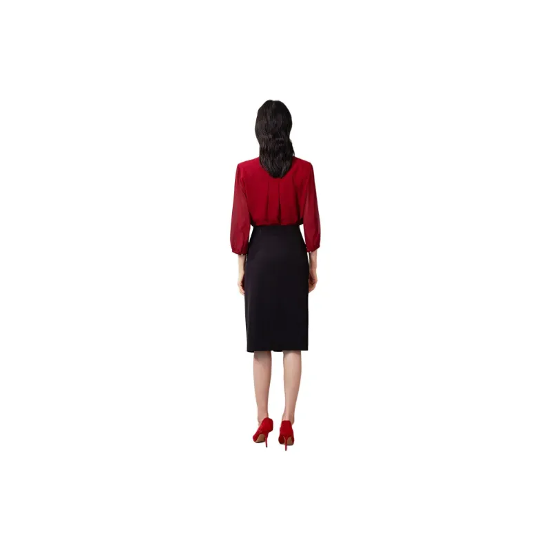 BBLLUUEE Shirt Women's Maple Leaf Red-1