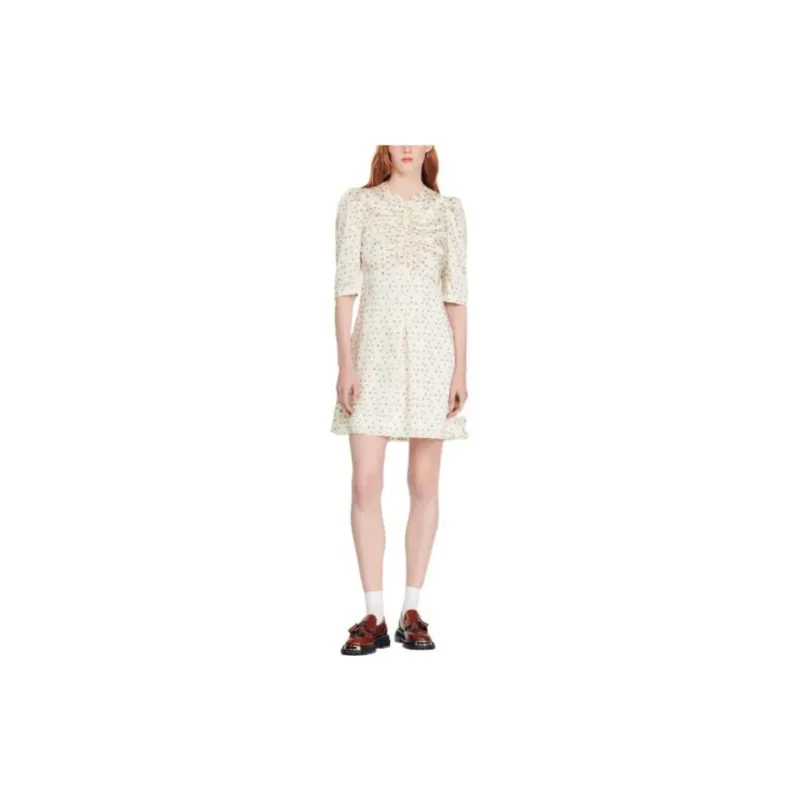 Sandro Short Sleeved Dress Women's Light Umber-3