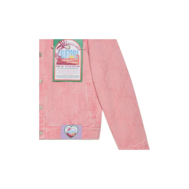 GUCCI California Gg Supreme Pattern Denim Jacket Pink-5