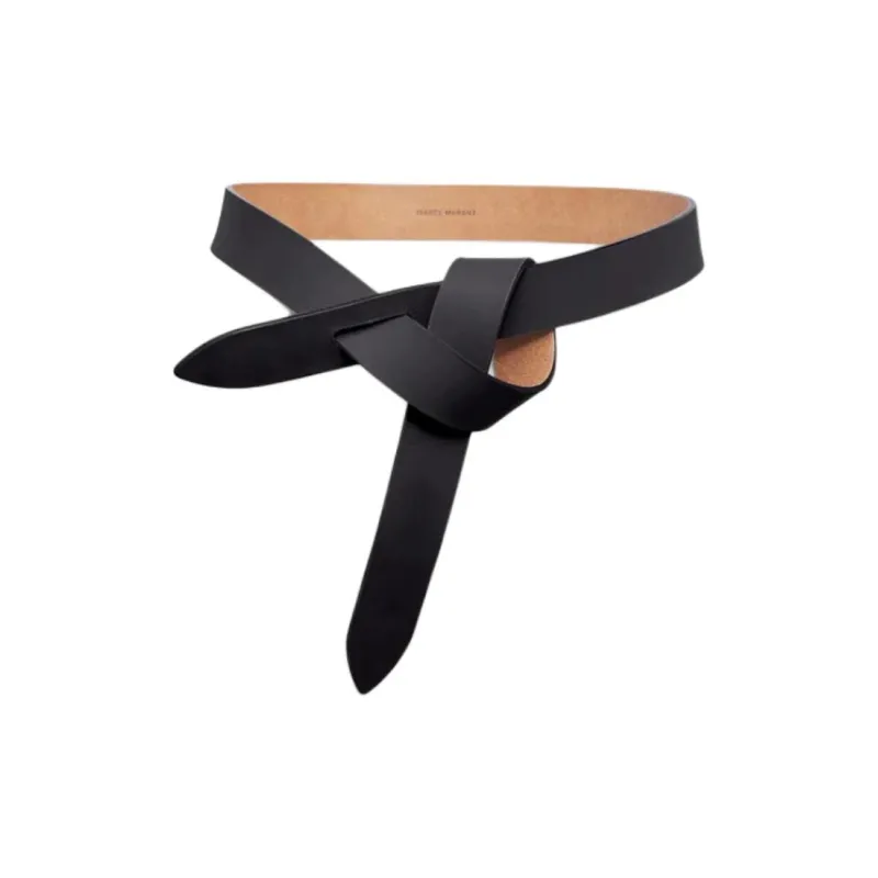 ISABEL MARANT Cow Leather Belt Unisex Black Width 3CM-0