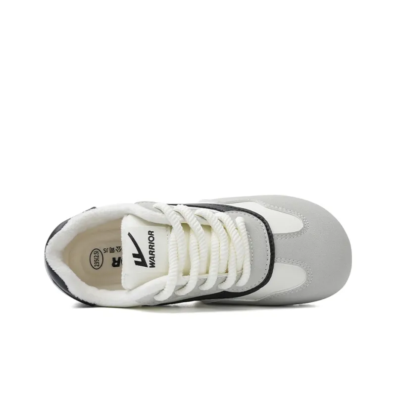 Warrior Warrior Fleece Lined Thin Fleece German Army Trainers Warm Low Top Casual Shoes Women's White Black 1.0-2