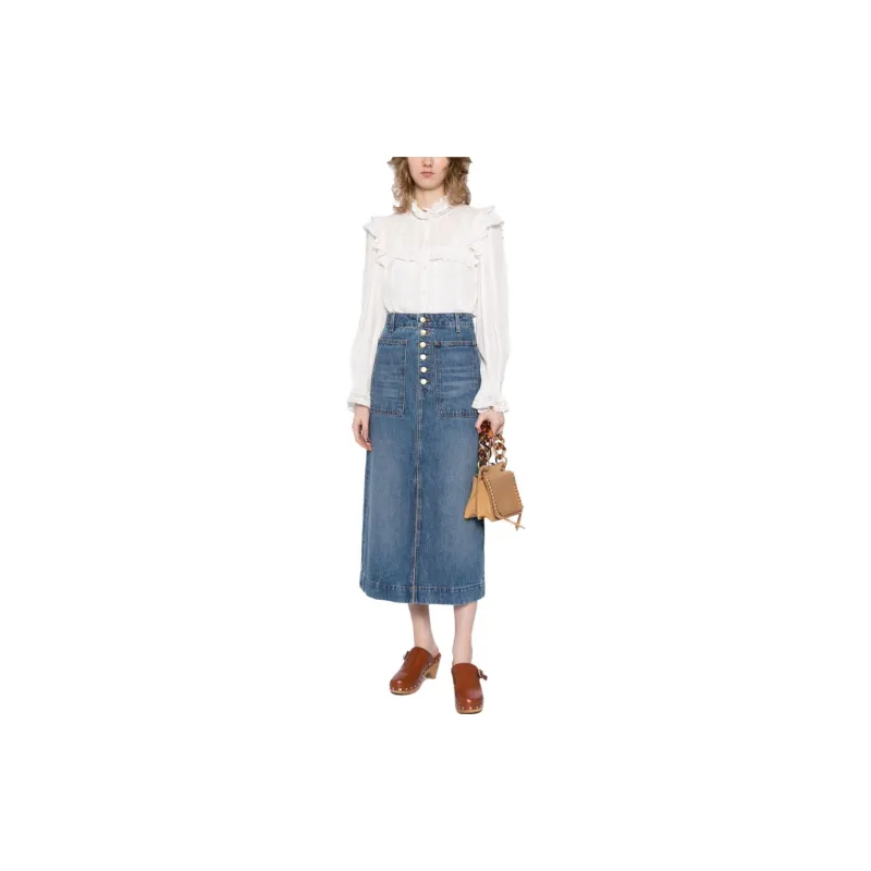 Ulla Johnson The Bea Denim Midi Skirt-1