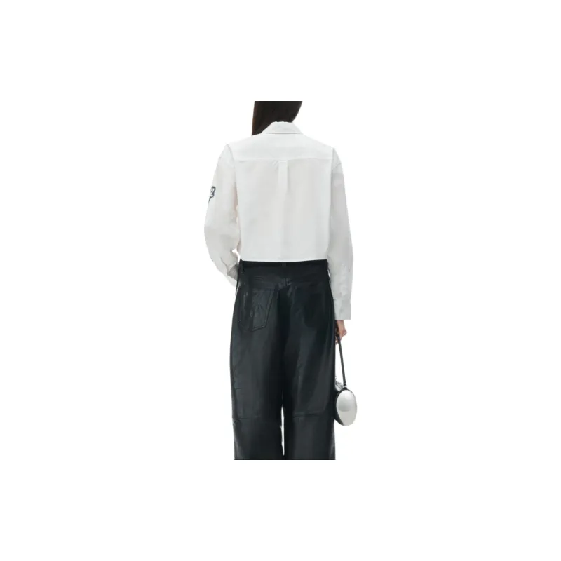 Alexander Wang Halo Print Cropped Button Up Shirt-3